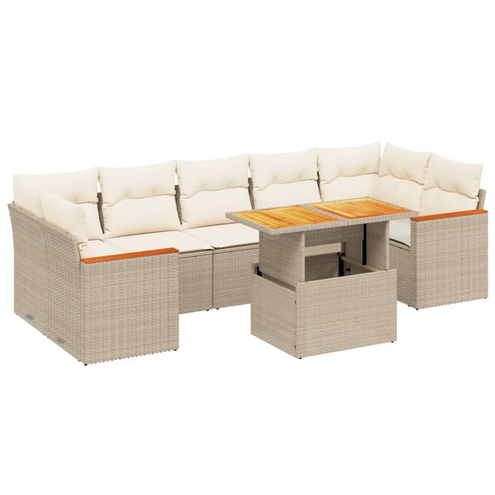 sofasæt til haven 8 dele med hynder polyrattan beige