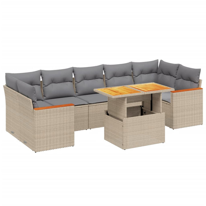 sofasæt til haven 8 dele med hynder polyrattan beige