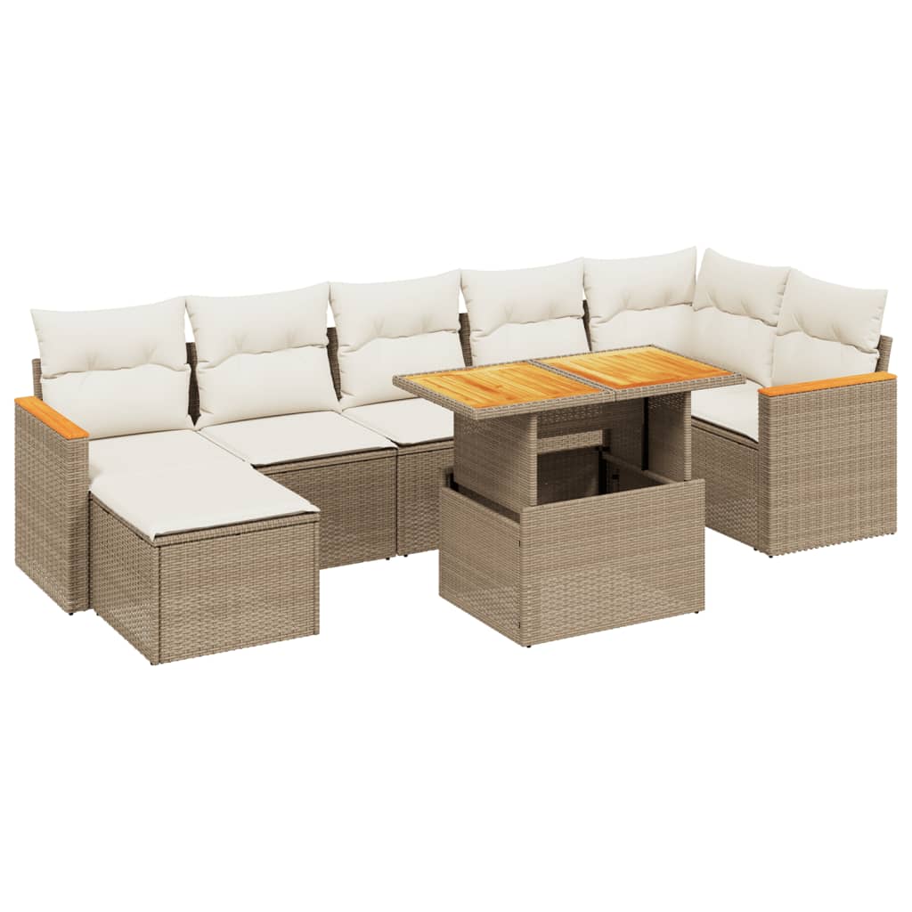 sofasæt til haven 8 dele med hynder polyrattan beige