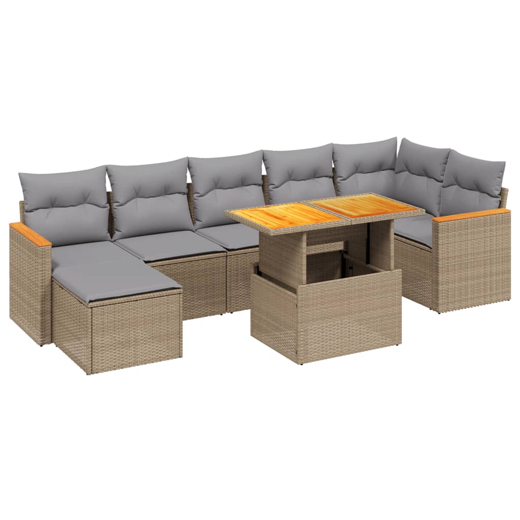 sofasæt til haven 8 dele med hynder polyrattan beige