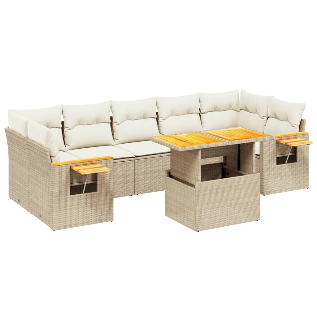 sofasæt til haven 8 dele med hynder polyrattan beige