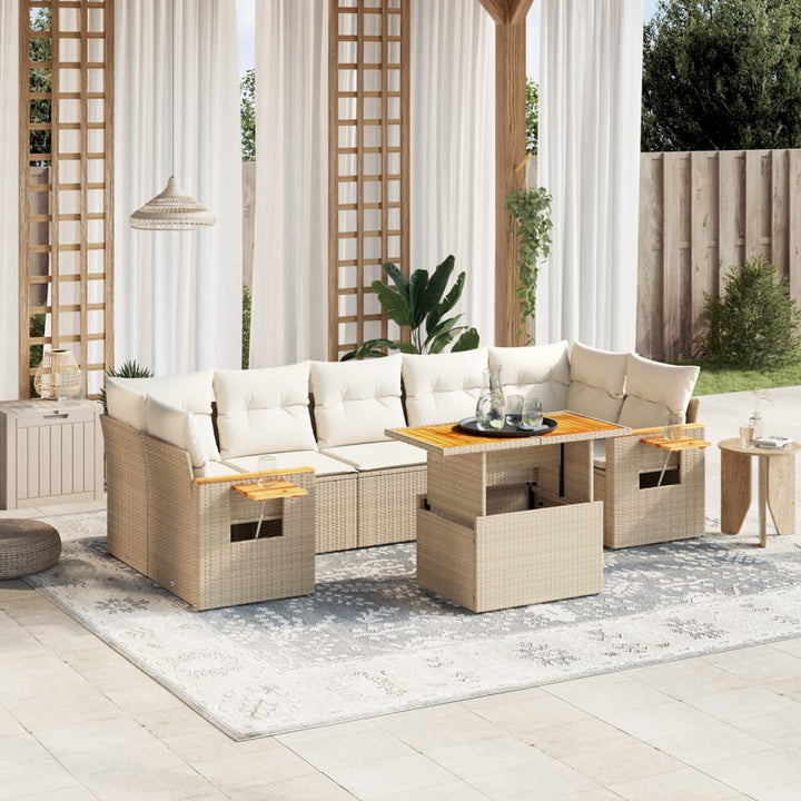 sofasæt til haven 8 dele med hynder polyrattan beige