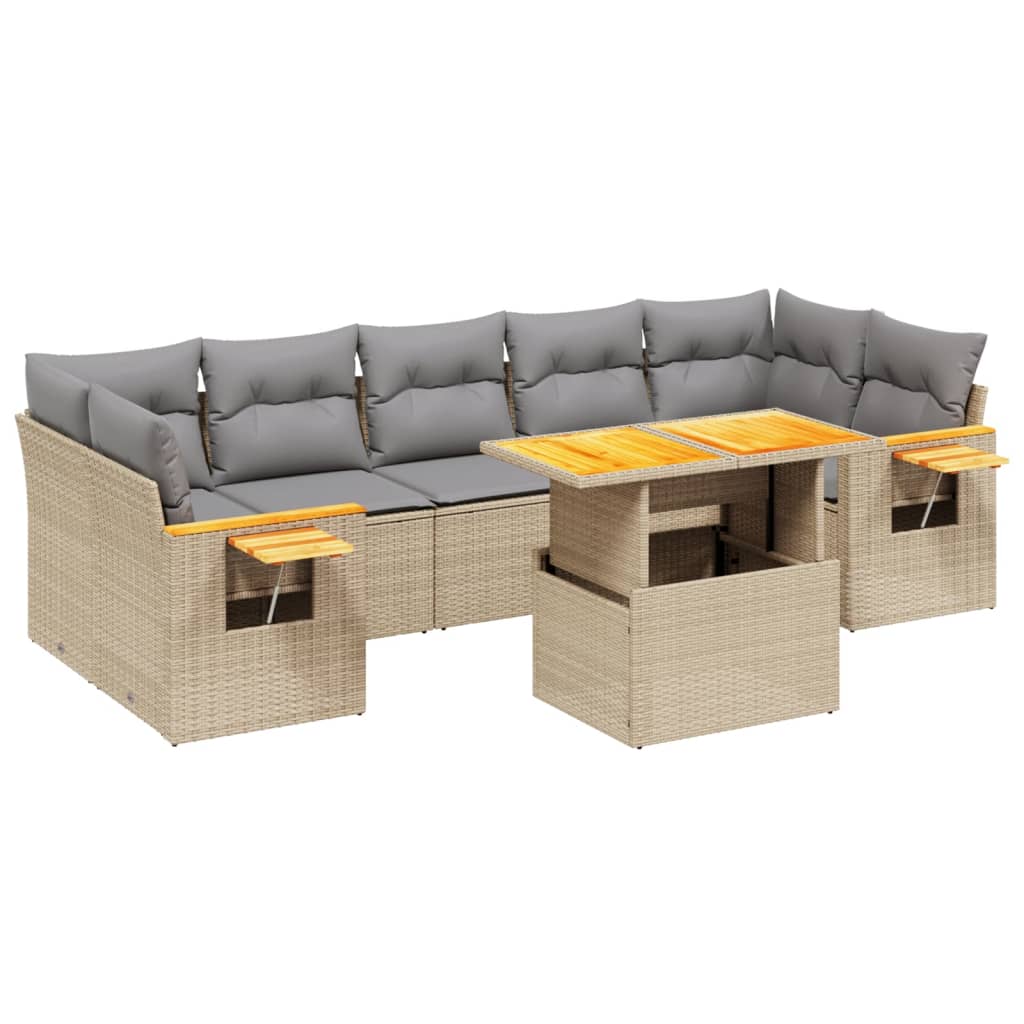 sofasæt til haven 8 dele med hynder polyrattan beige