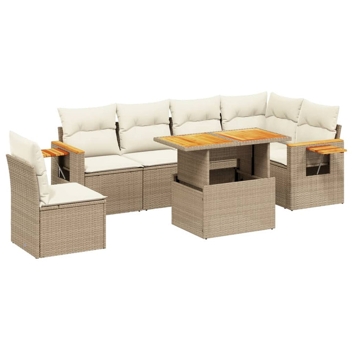 sofasæt til haven 7 dele med hynder polyrattan beige