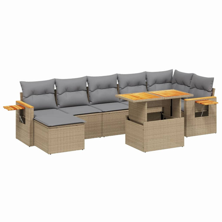 sofasæt til haven 8 dele med hynder polyrattan beige