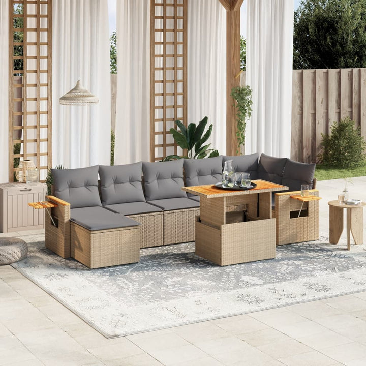 sofasæt til haven 8 dele med hynder polyrattan beige