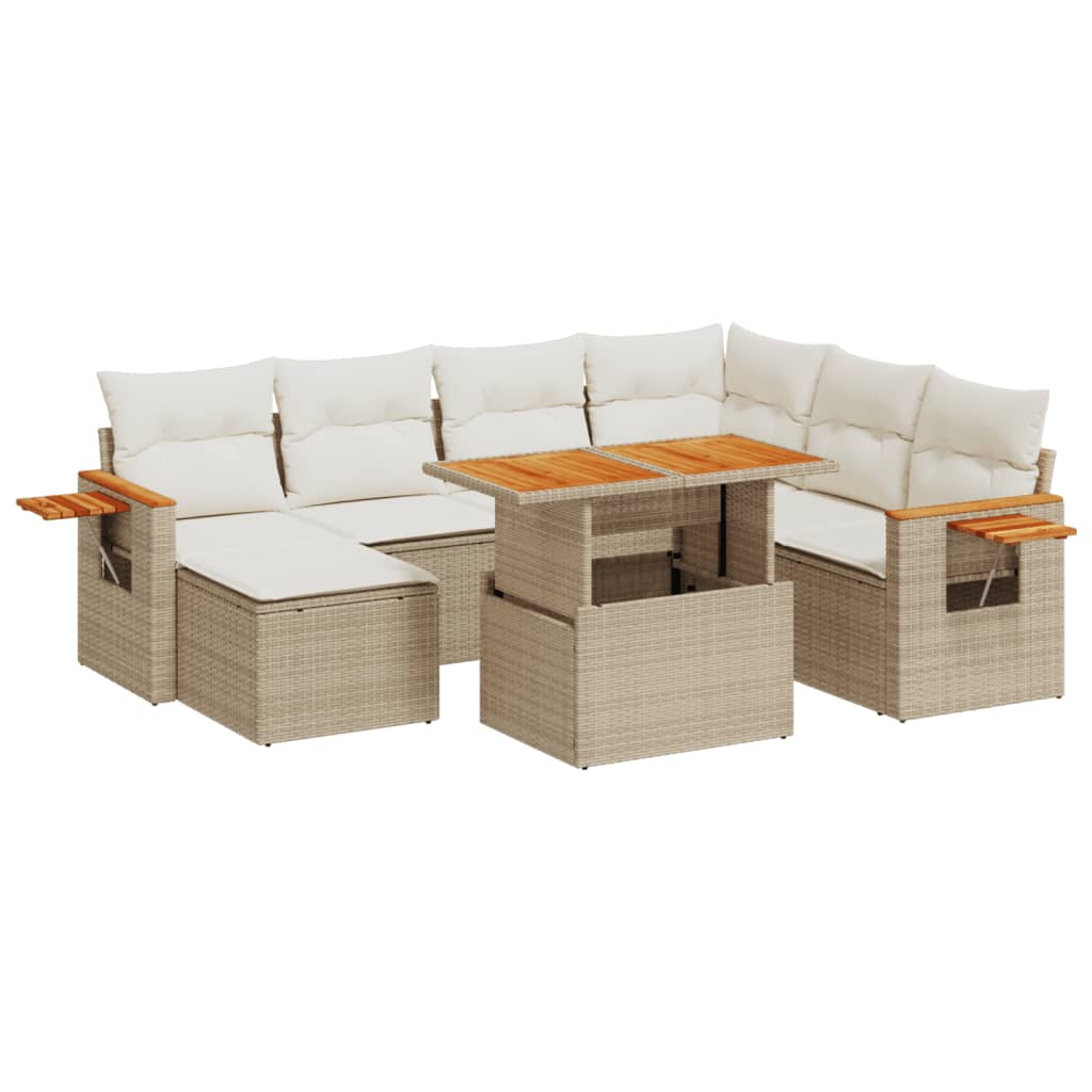 sofasæt til haven 8 dele med hynder polyrattan beige