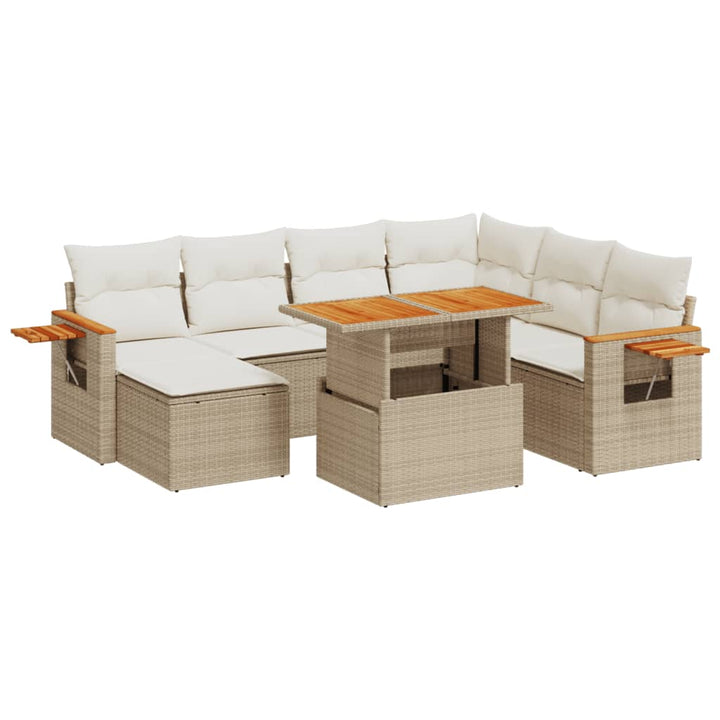 sofasæt til haven 8 dele med hynder polyrattan beige