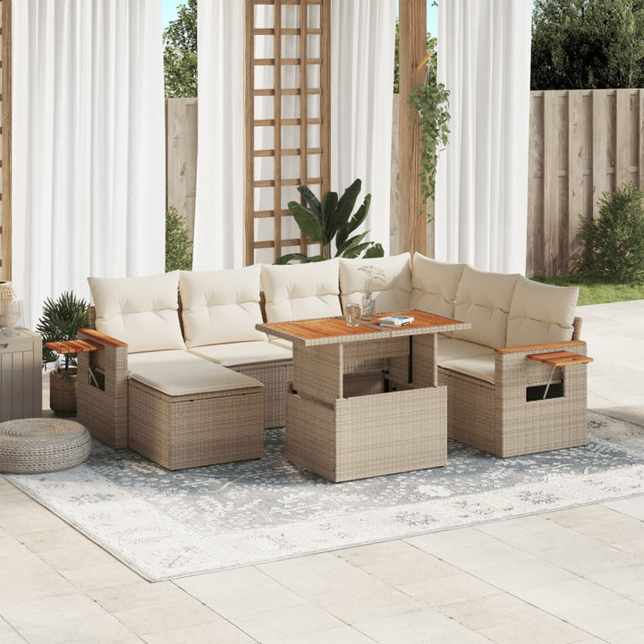 sofasæt til haven 8 dele med hynder polyrattan beige
