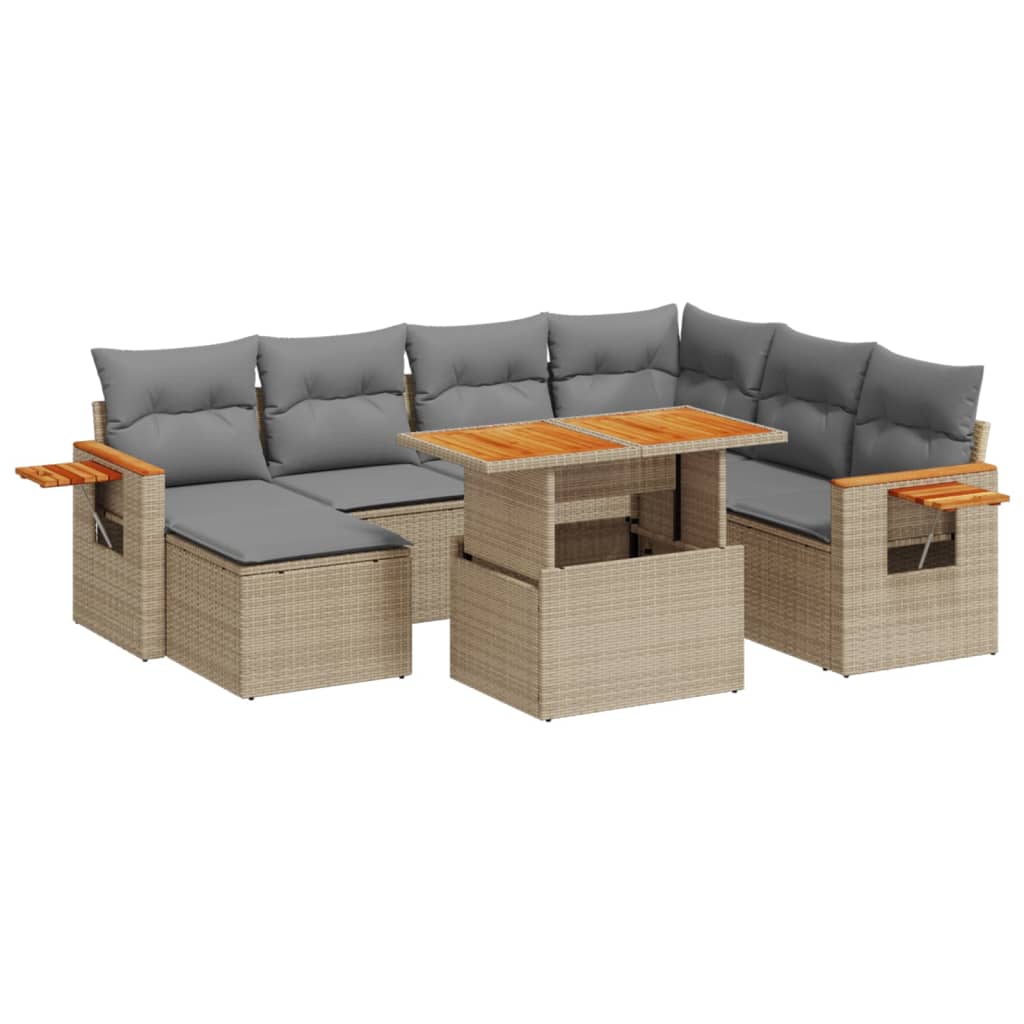 sofasæt til haven 8 dele med hynder polyrattan beige
