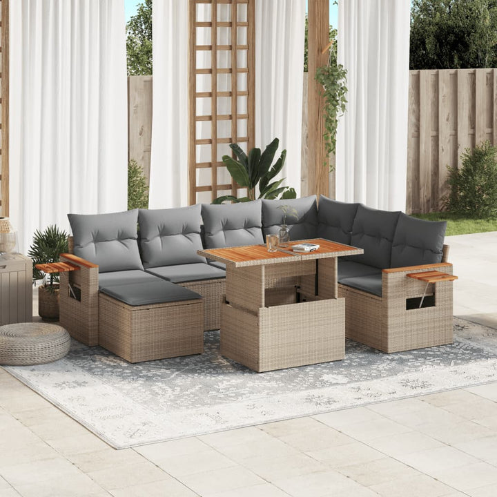 sofasæt til haven 8 dele med hynder polyrattan beige