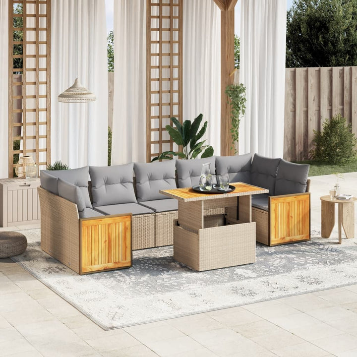 sofasæt til haven 8 dele med hynder polyrattan beige