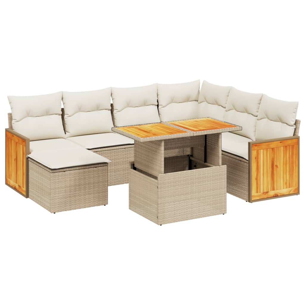 sofasæt til haven 8 dele med hynder polyrattan beige