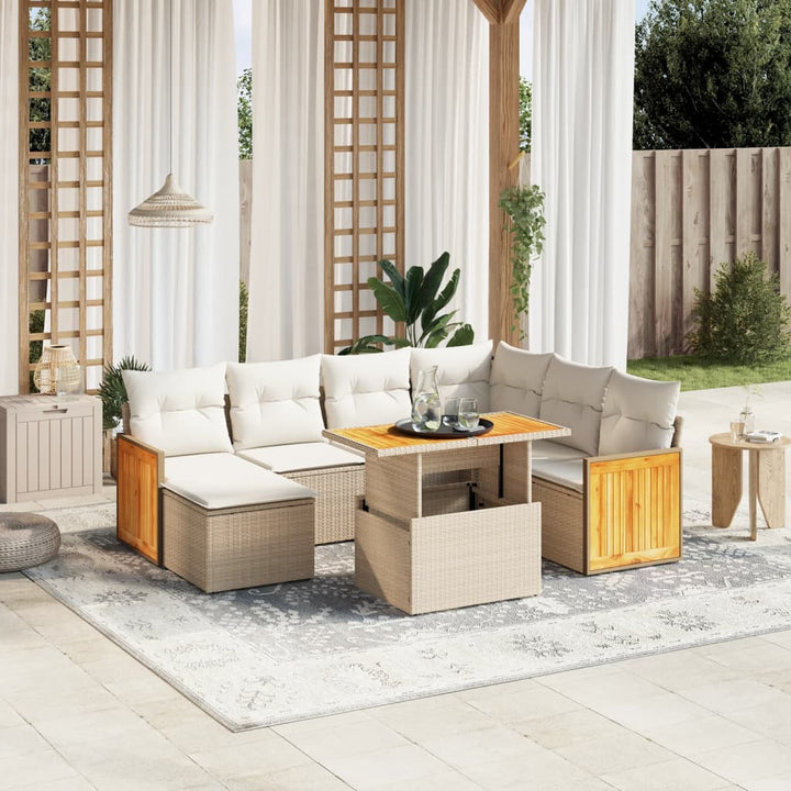 sofasæt til haven 8 dele med hynder polyrattan beige