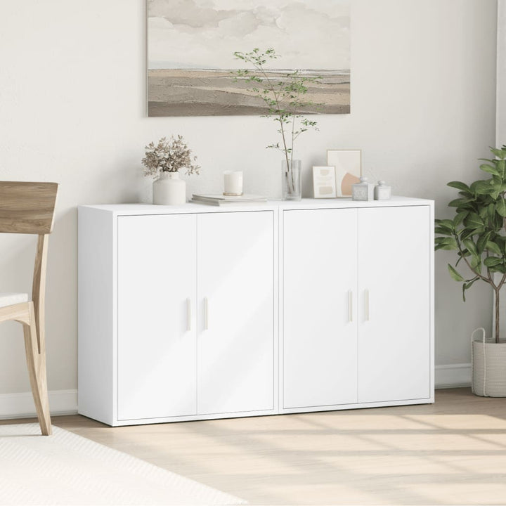 skænke 2 stk. 60x31x70 cm konstrueret træ hvid
