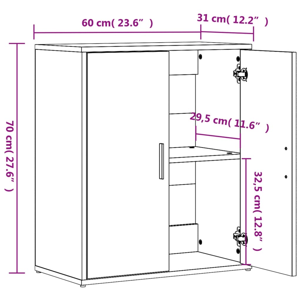 skænke 2 stk. 60x31x70 cm konstrueret træ røget egetræsfarve