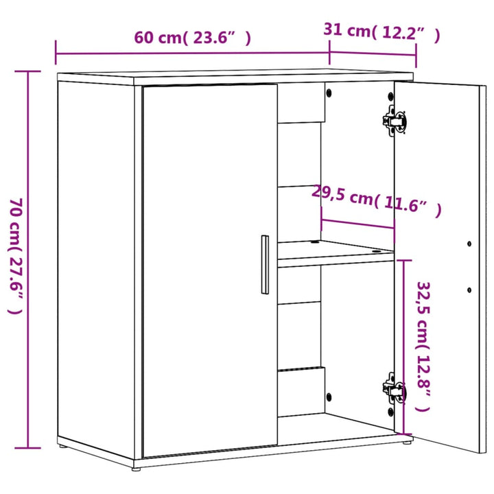skænke 2 stk. 60x31x70 cm konstrueret træ røget egetræsfarve