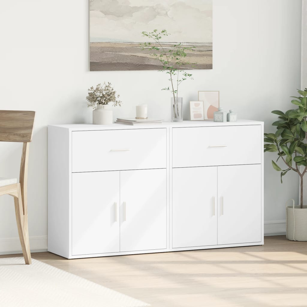 skænke 2 stk. 60x31x70 cm konstrueret træ hvid