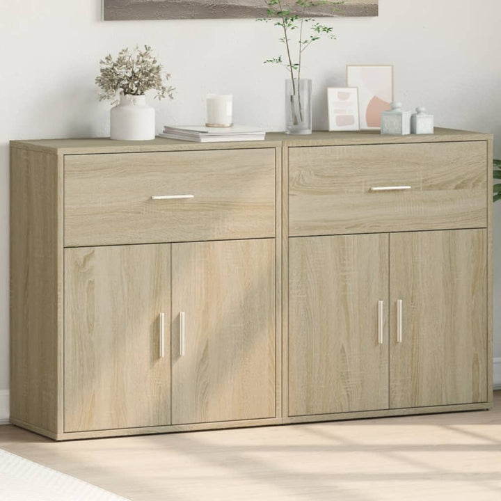 skænke 2 stk. 60x31x70 cm konstrueret træ sonoma-eg
