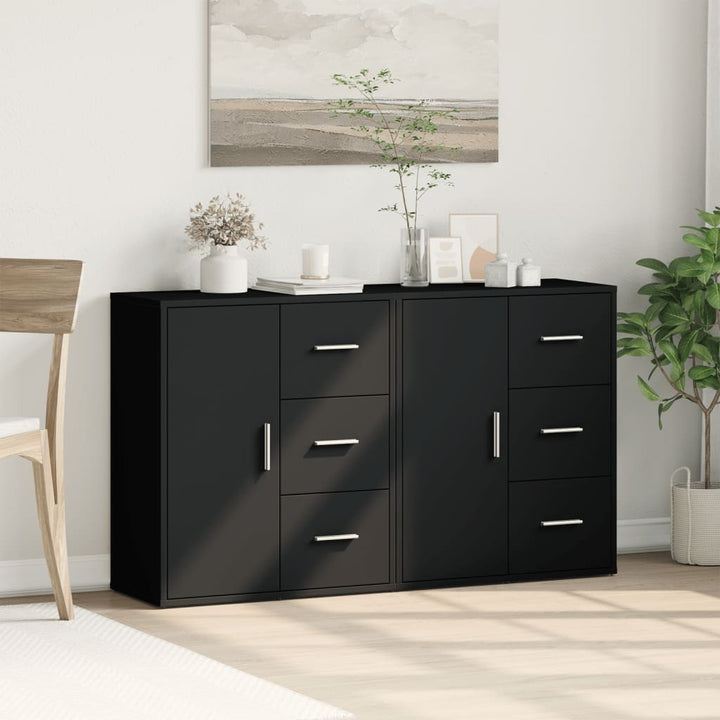 skænke 2 stk. 60x31x70 cm konstrueret træ sort