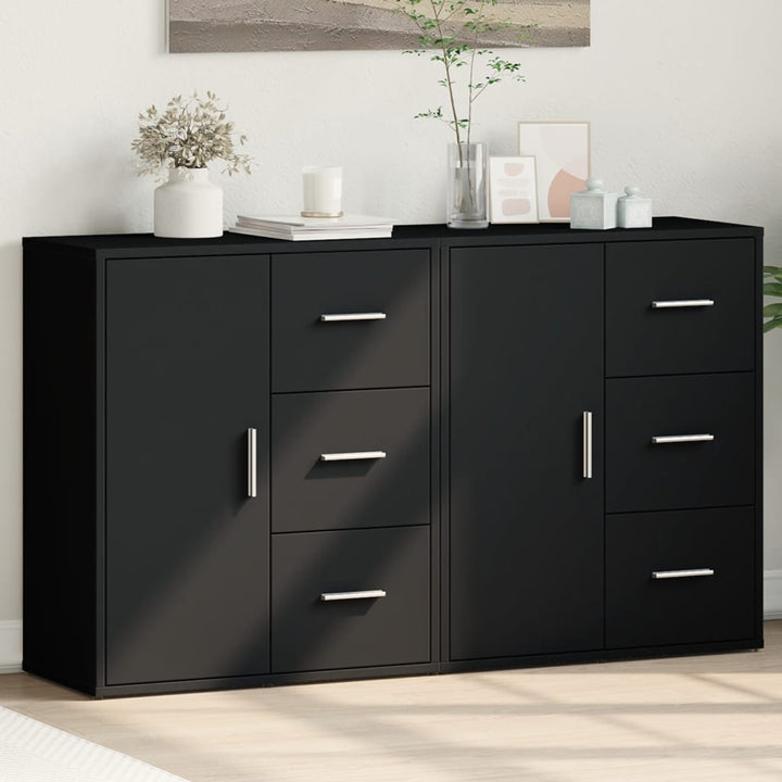 skænke 2 stk. 60x31x70 cm konstrueret træ sort