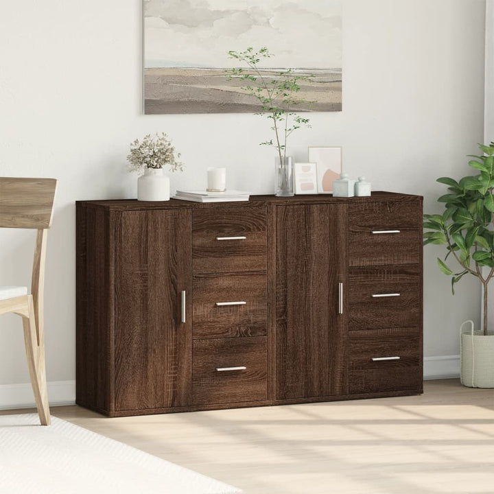 skænke 2 stk. 60x31x70 cm konstrueret træ brun egetræsfarve