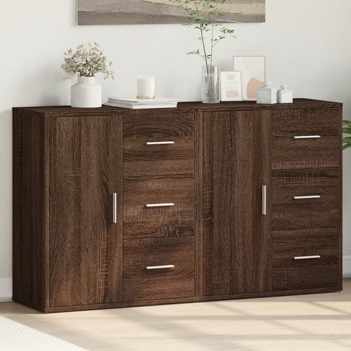 skænke 2 stk. 60x31x70 cm konstrueret træ brun egetræsfarve