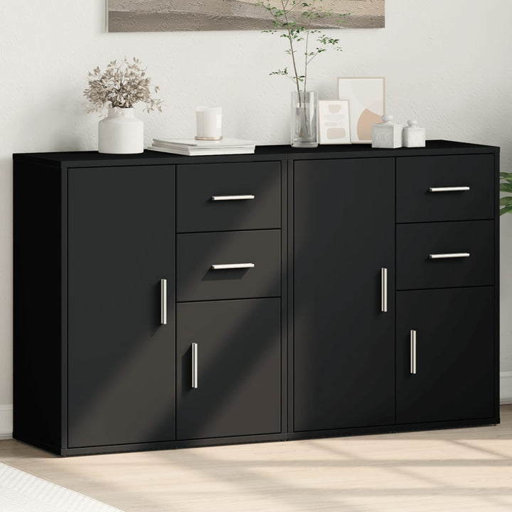 skænke 2 stk. 60x31x70 cm konstrueret træ sort