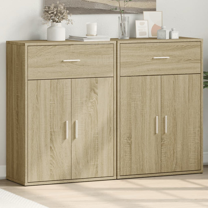 skænke 2 stk. 60x30x84 cm konstrueret træ sonoma-eg