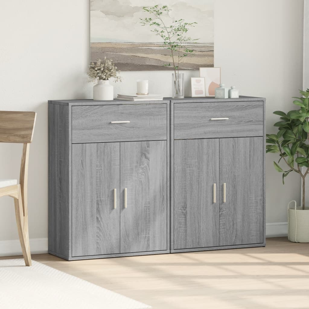 skænke 2 stk. 60x30x84 cm konstrueret træ grå sonoma-eg