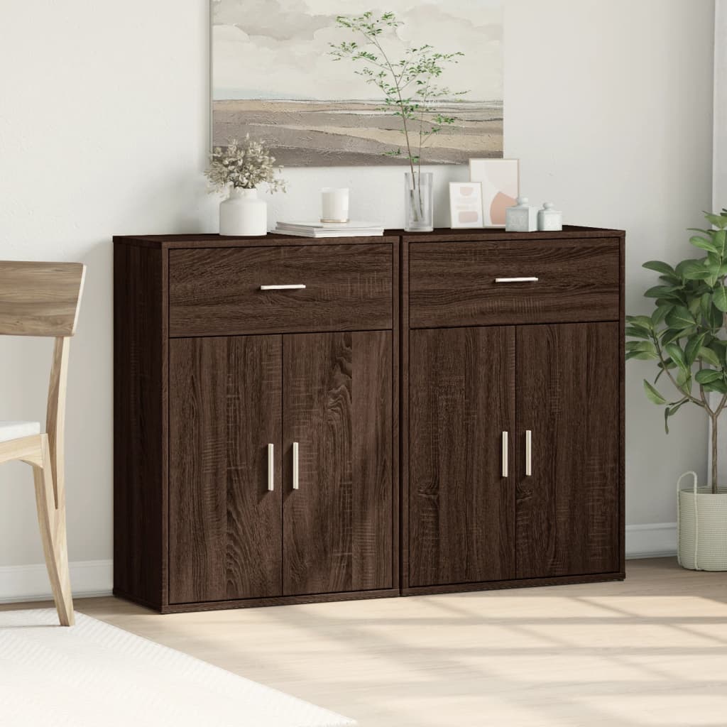 skænke 2 stk. 60x30x84 cm konstrueret træ brun egetræsfarve