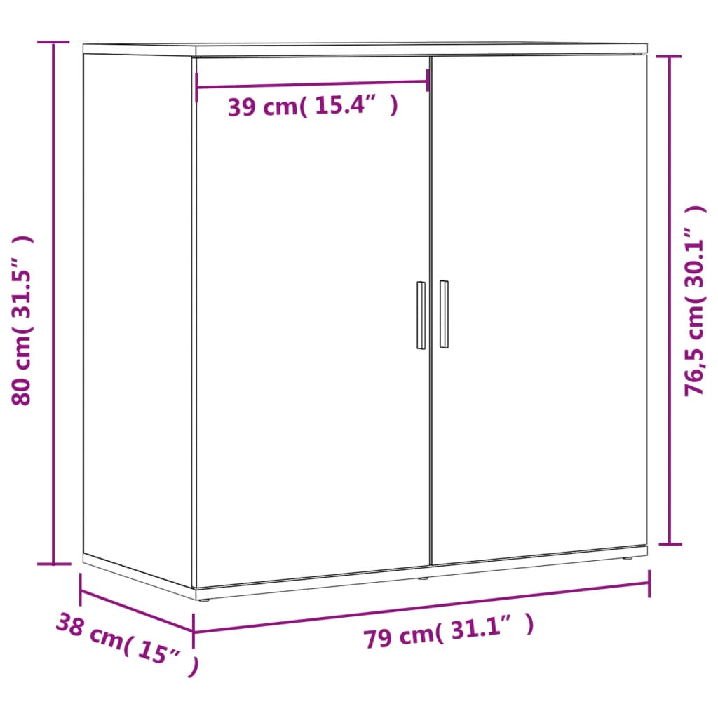 skænke 2 stk. 79x38x80 cm konstrueret træ sort