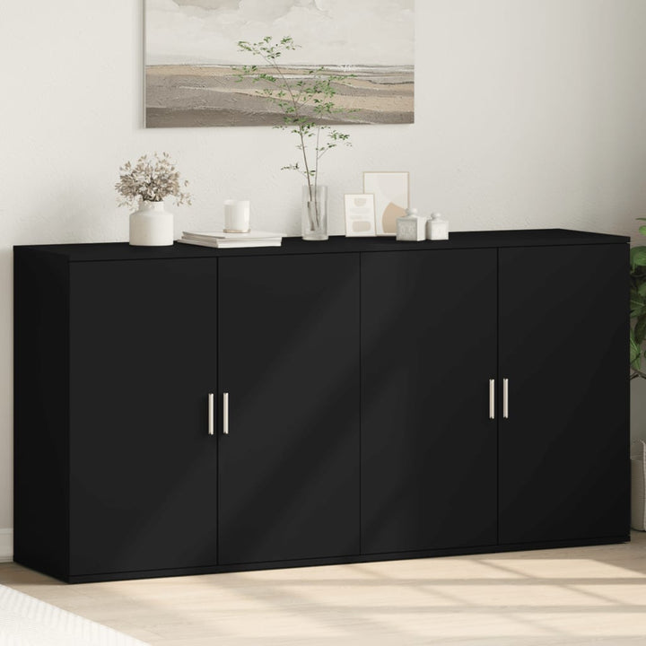 skænke 2 stk. 79x38x80 cm konstrueret træ sort