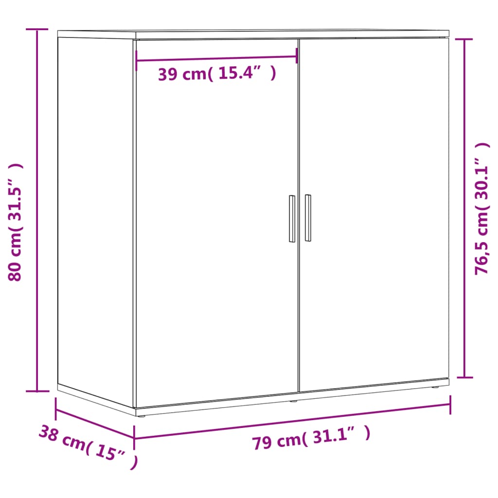 skænke 2 stk. 79x38x80 cm konstrueret træ sonoma-eg