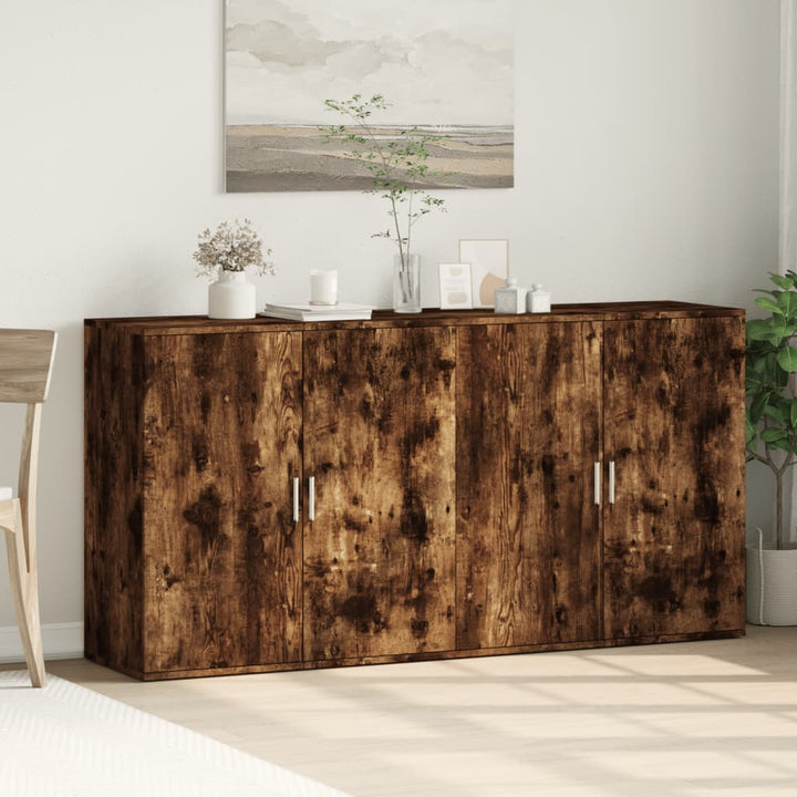 skænke 2 stk. 79x38x80 cm konstrueret træ røget egetræsfarve