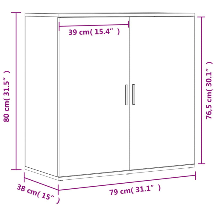 skænke 2 stk. 79x38x80 cm konstrueret træ røget egetræsfarve