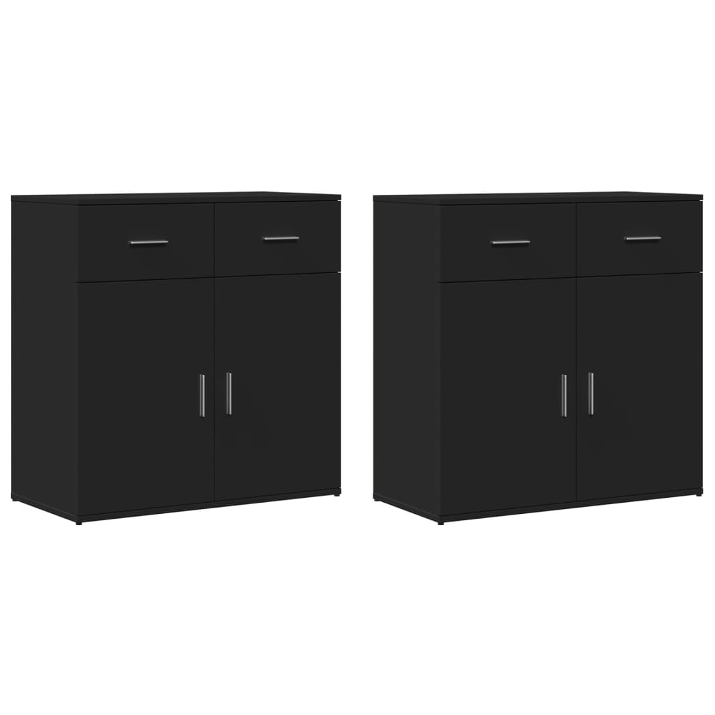 skænke 2 stk. 79x38x80 cm konstrueret træ sort