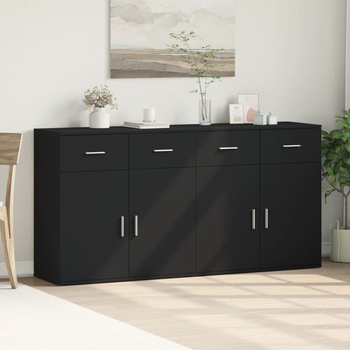 skænke 2 stk. 79x38x80 cm konstrueret træ sort
