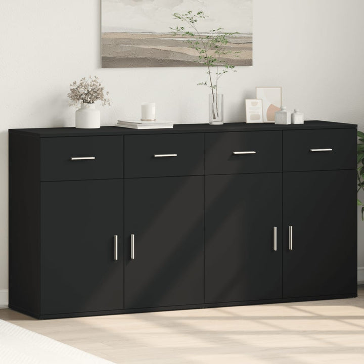 skænke 2 stk. 79x38x80 cm konstrueret træ sort