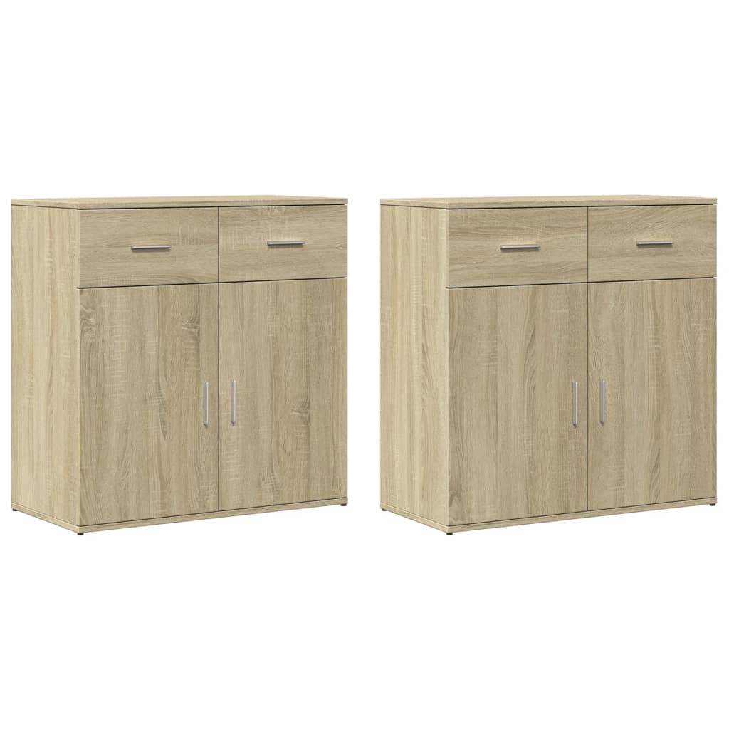 skænke 2 stk. 79x38x80 cm konstrueret træ sonoma-eg