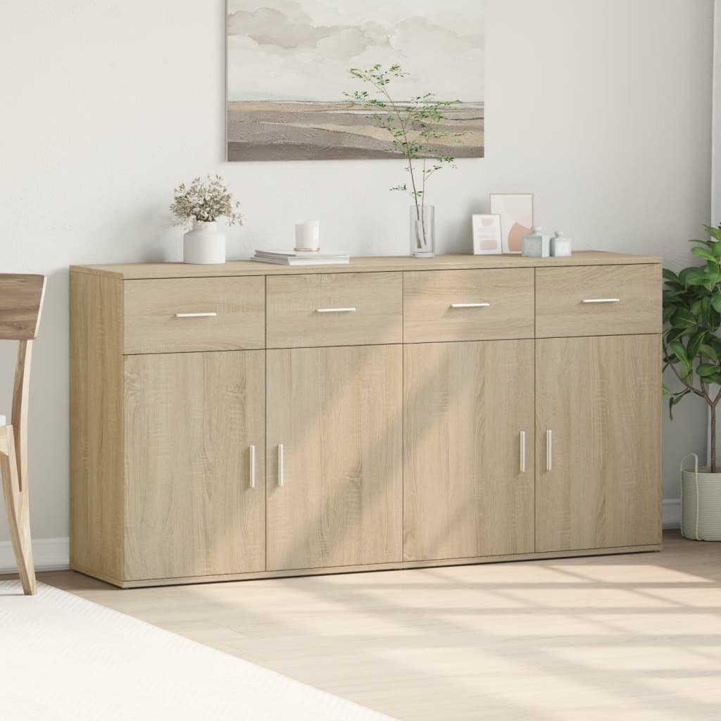 skænke 2 stk. 79x38x80 cm konstrueret træ sonoma-eg
