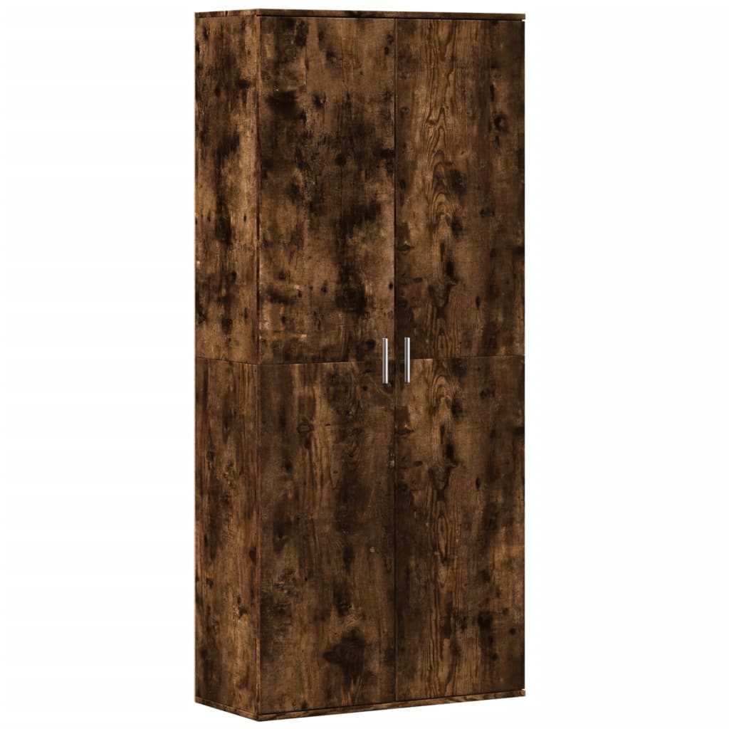 højskab 80x35x180 cm konstrueret træ røget egetræsfarve