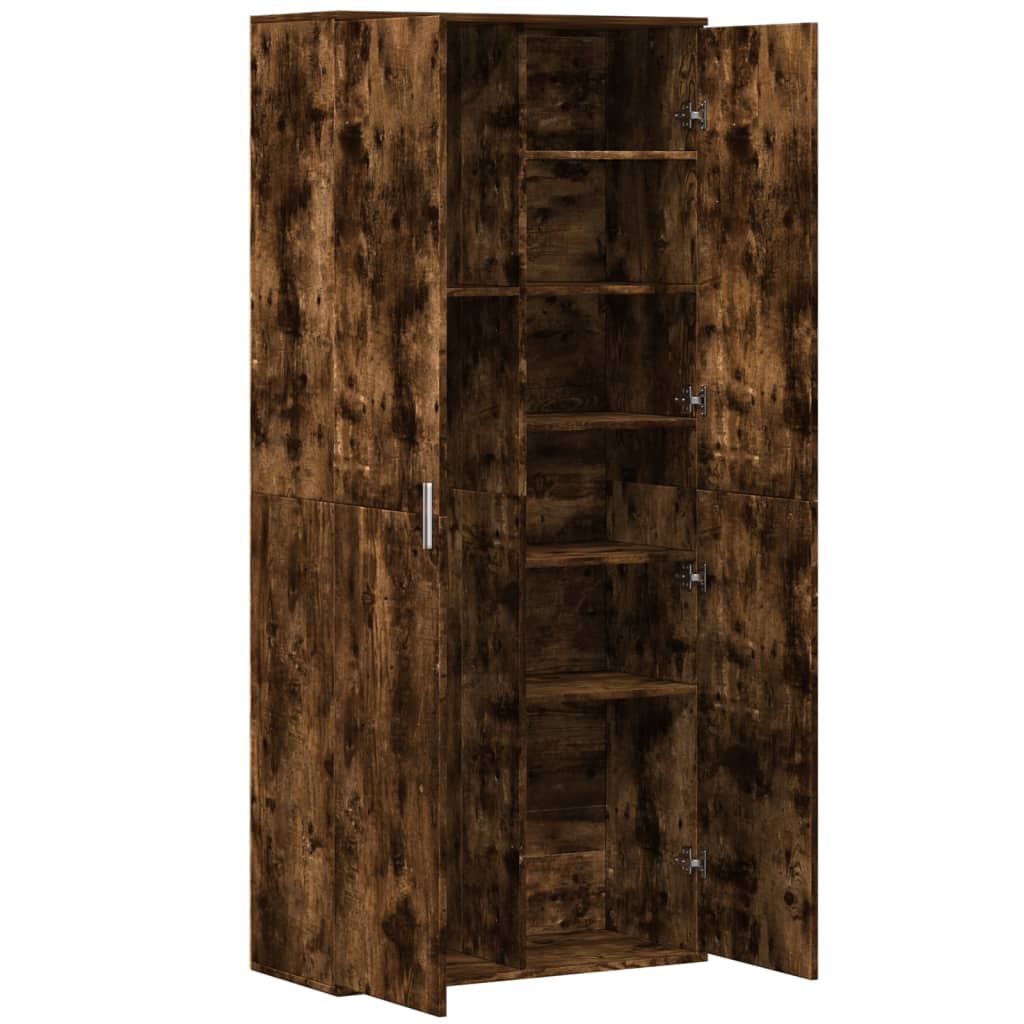 højskab 80x35x180 cm konstrueret træ røget egetræsfarve