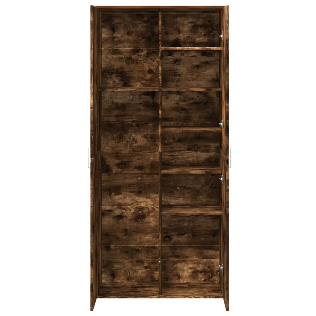højskab 80x35x180 cm konstrueret træ røget egetræsfarve