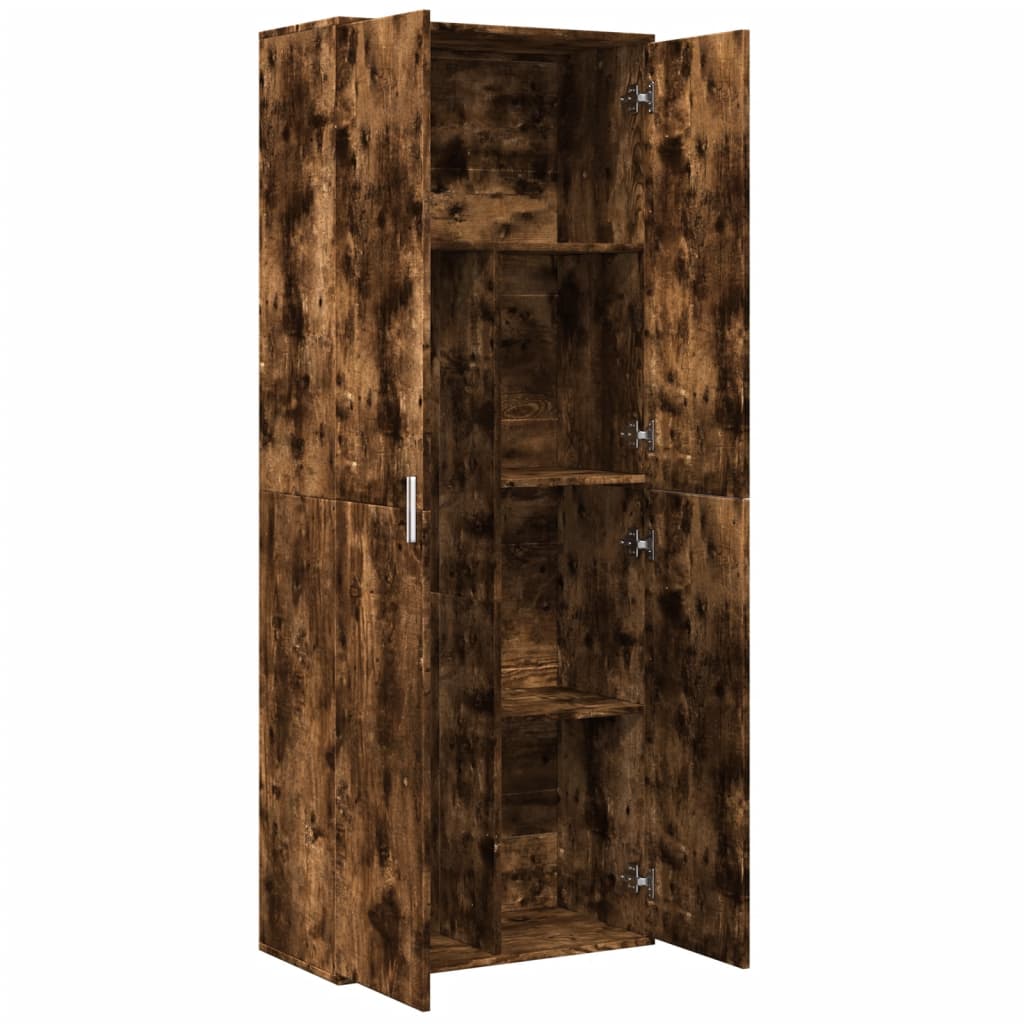 højskab 70x35x180 cm konstrueret træ røget egetræsfarve