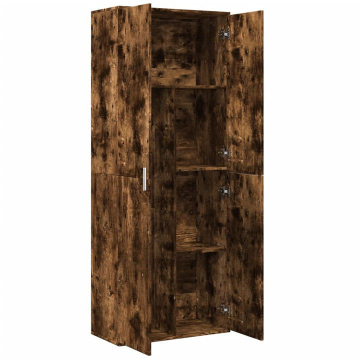 højskab 70x35x180 cm konstrueret træ røget egetræsfarve