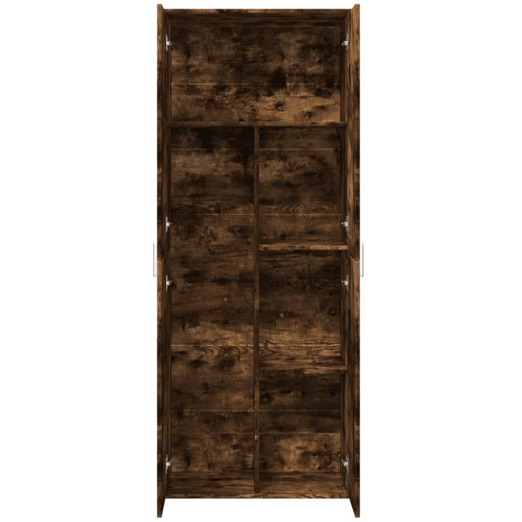højskab 70x35x180 cm konstrueret træ røget egetræsfarve