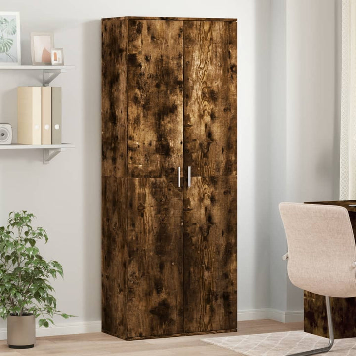højskab 70x35x180 cm konstrueret træ røget egetræsfarve
