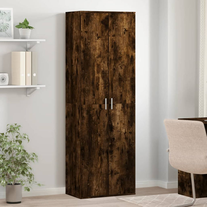 højskab 60x35x180 cm konstrueret træ røget egetræsfarve