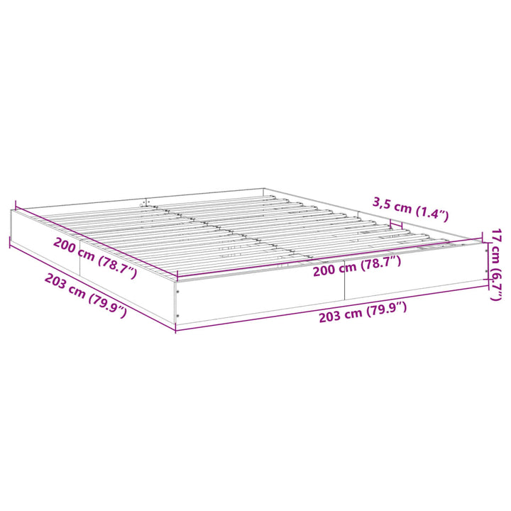 sengestel 200x200 cm konstrueret træ hvid